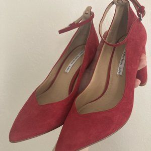 & OTHER STORIES Ankle Strap Suede Pumps in Red size 7